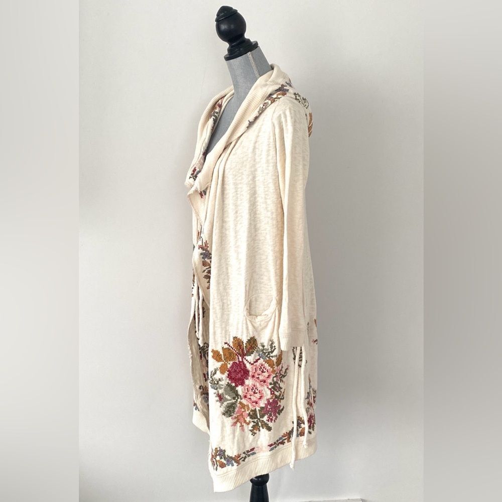 Johnny Was Biya floral Embroidered Cardigan Oversized XS Boho Cottage Romantic - Picture 4 of 16